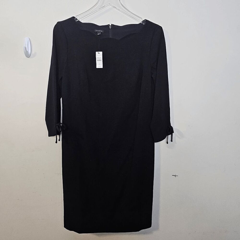 Talbots Scalloped Neckline Shift 3/4 Sleeve Career Sheath Kne length Dress NWT W